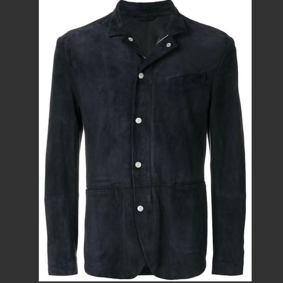 Eleventy Navy Suede Jacket - Picture 1 of 7